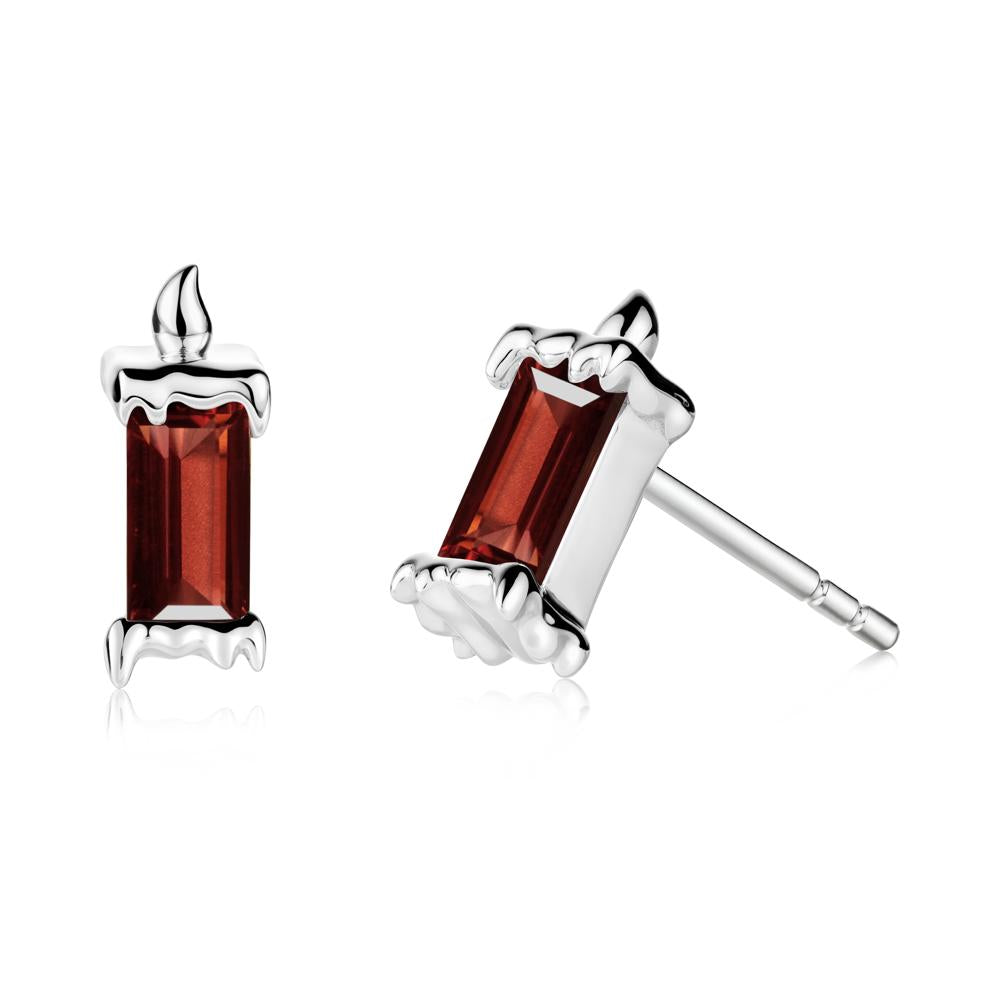 Whimsical Baguette Garnet Candle Inspired Earrings - LUO Jewelry #metal_sterling silver