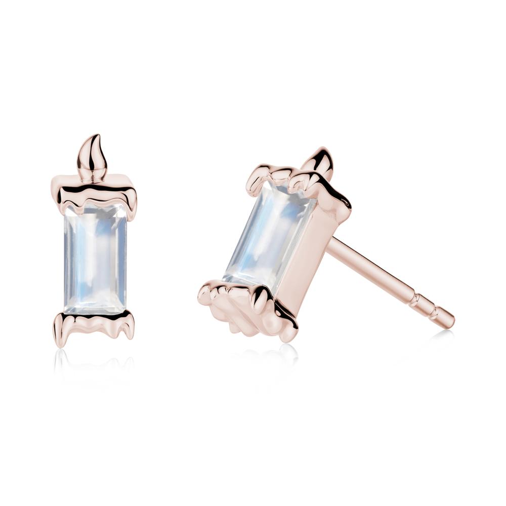 Whimsical Baguette Moonstone Candle Inspired Earrings - LUO Jewelry #metal_14k rose gold