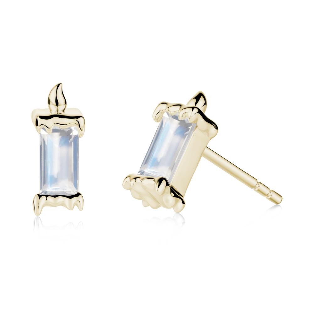 Whimsical Baguette Moonstone Candle Inspired Earrings - LUO Jewelry #metal_14k yellow gold