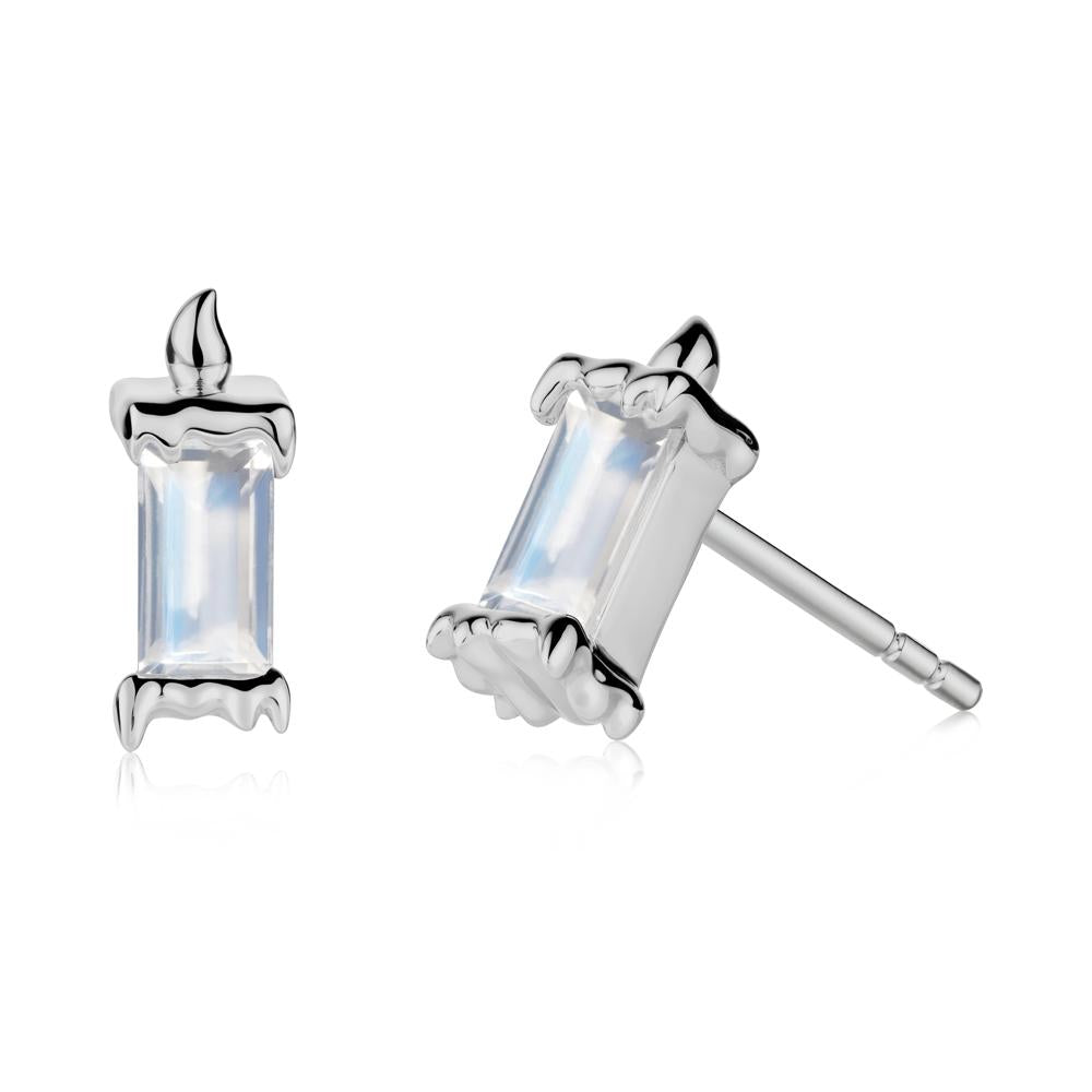Whimsical Baguette Moonstone Candle Inspired Earrings - LUO Jewelry #metal_platinum