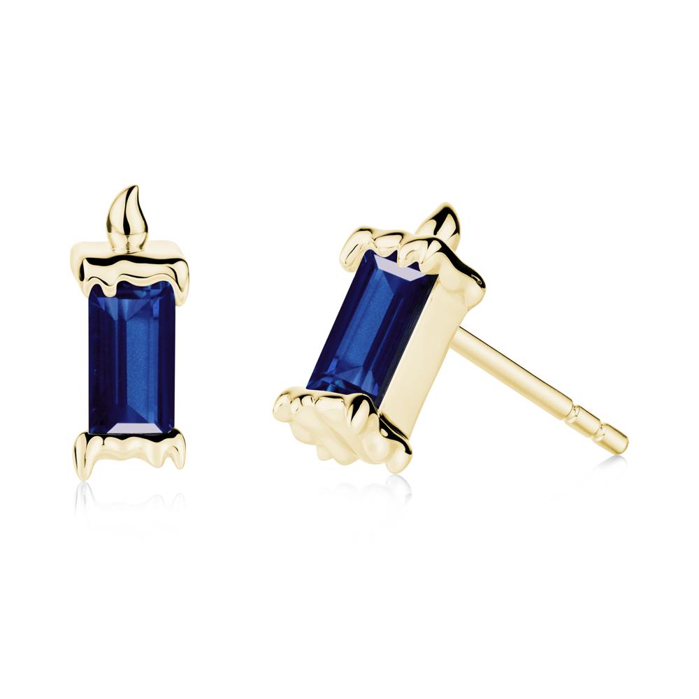 Unique Candle Design Sapphire Stud Earrings - LUO Jewelry #metal_18k yellow gold