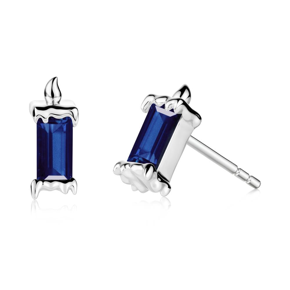 Unique Candle Design Sapphire Stud Earrings - LUO Jewelry #metal_sterling silver