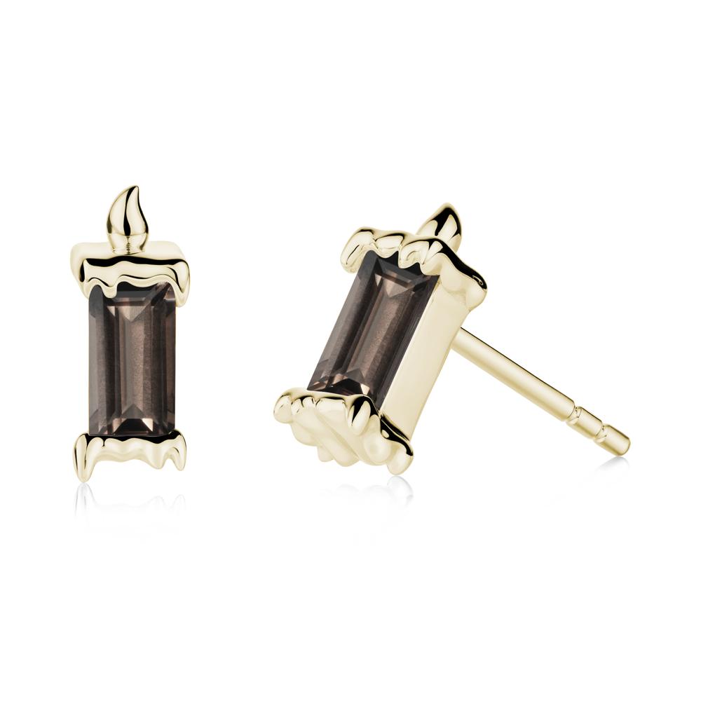 Whimsical Baguette Smoky Quartz Candle Inspired Earrings - LUO Jewelry #metal_14k yellow gold