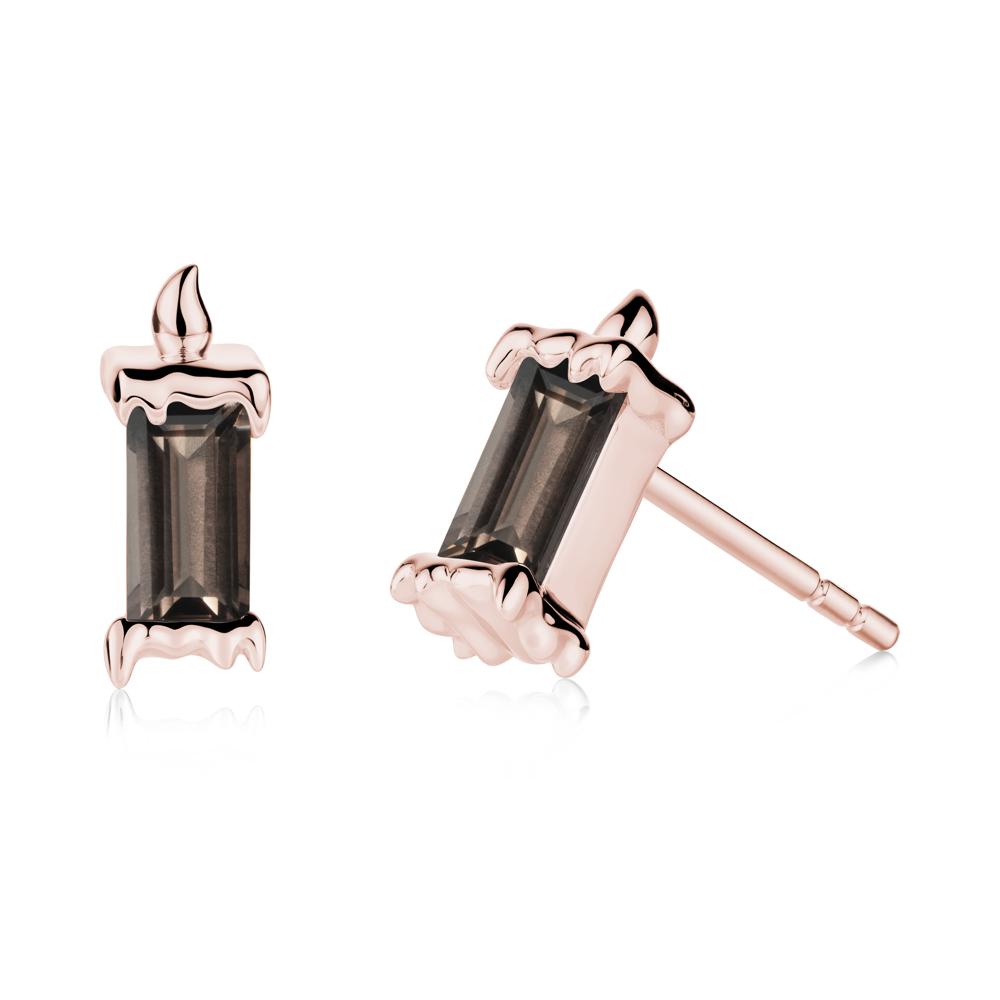 Whimsical Baguette Smoky Quartz Candle Inspired Earrings - LUO Jewelry #metal_18k rose gold