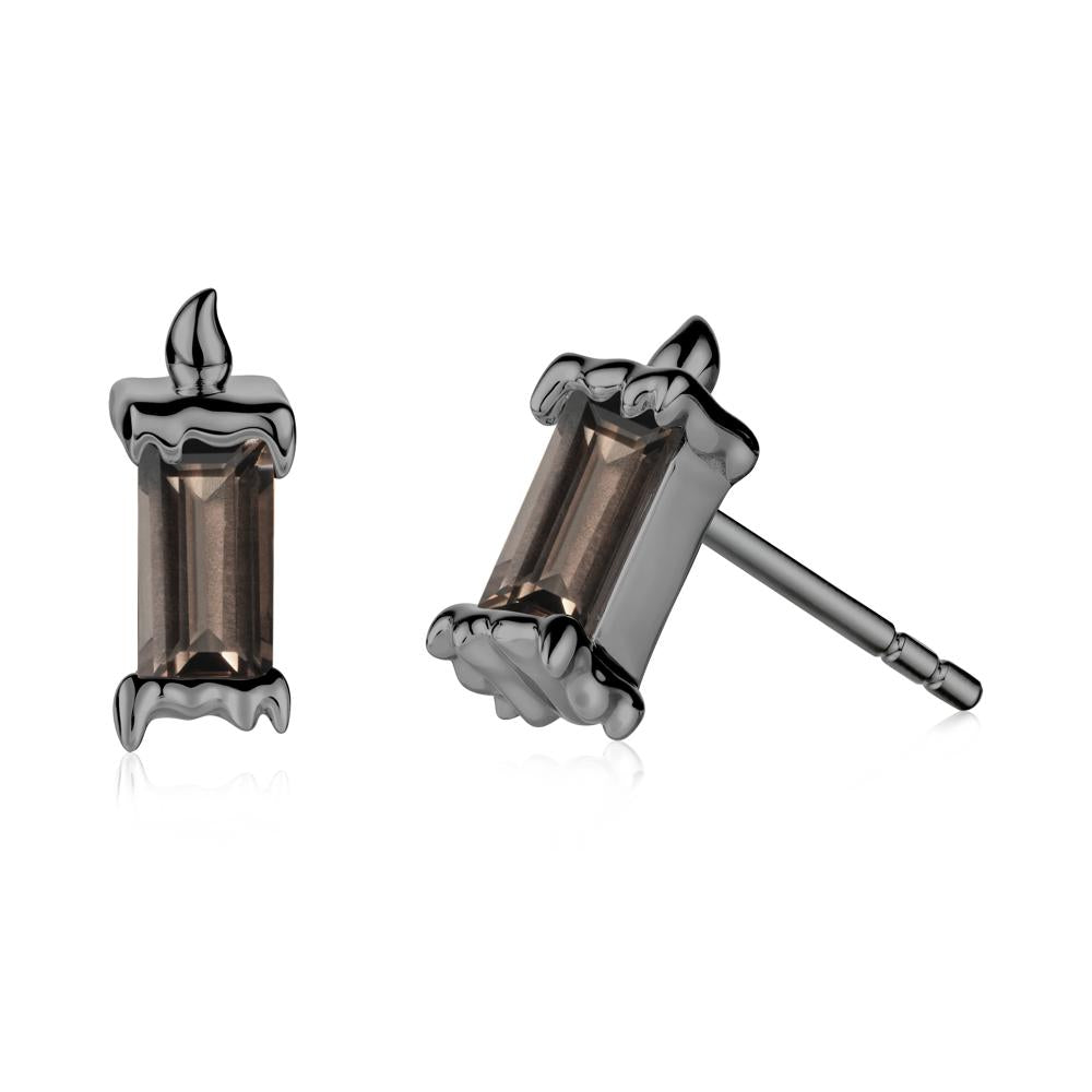 Whimsical Baguette Smoky Quartz Candle Inspired Earrings - LUO Jewelry #metal_black finish sterling silver