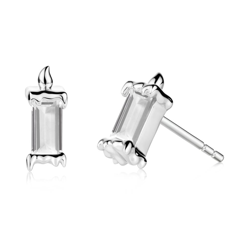 Unique Candle Design White Topaz Stud Earrings - LUO Jewelry #metal_sterling silver
