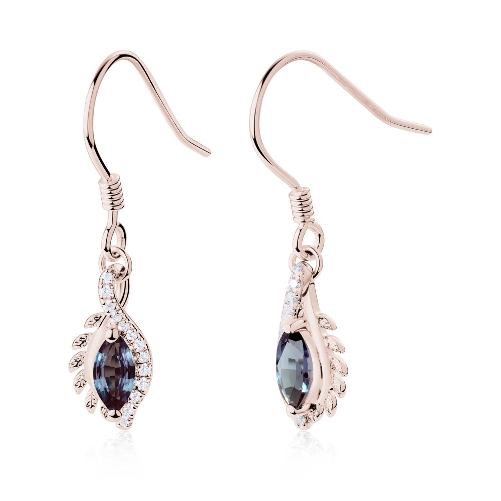 Marquise Alexandrite French Hook Earrings - LUO Jewelry #metal_14k rose gold