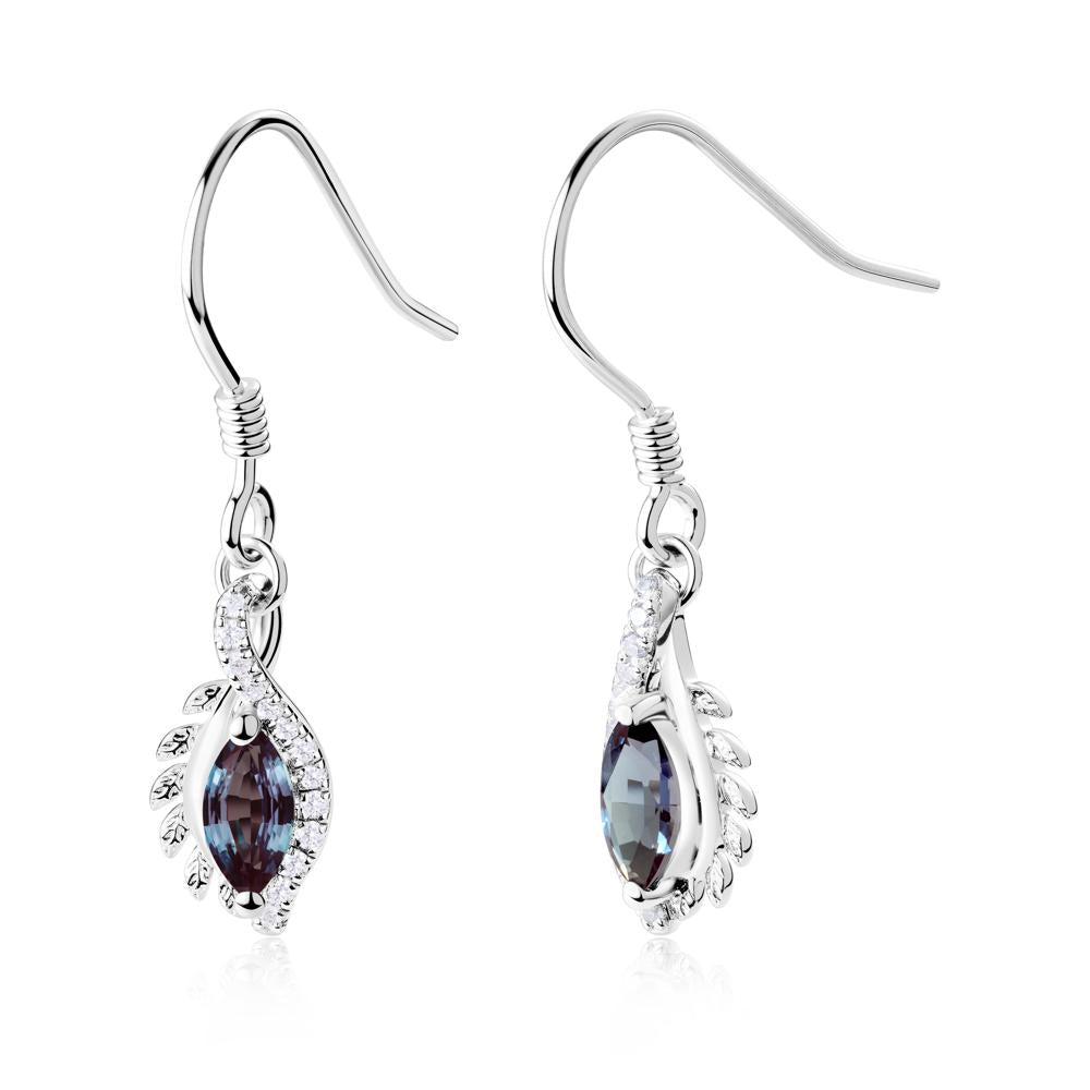 Marquise Alexandrite French Hook Earrings - LUO Jewelry #metal_18k white gold