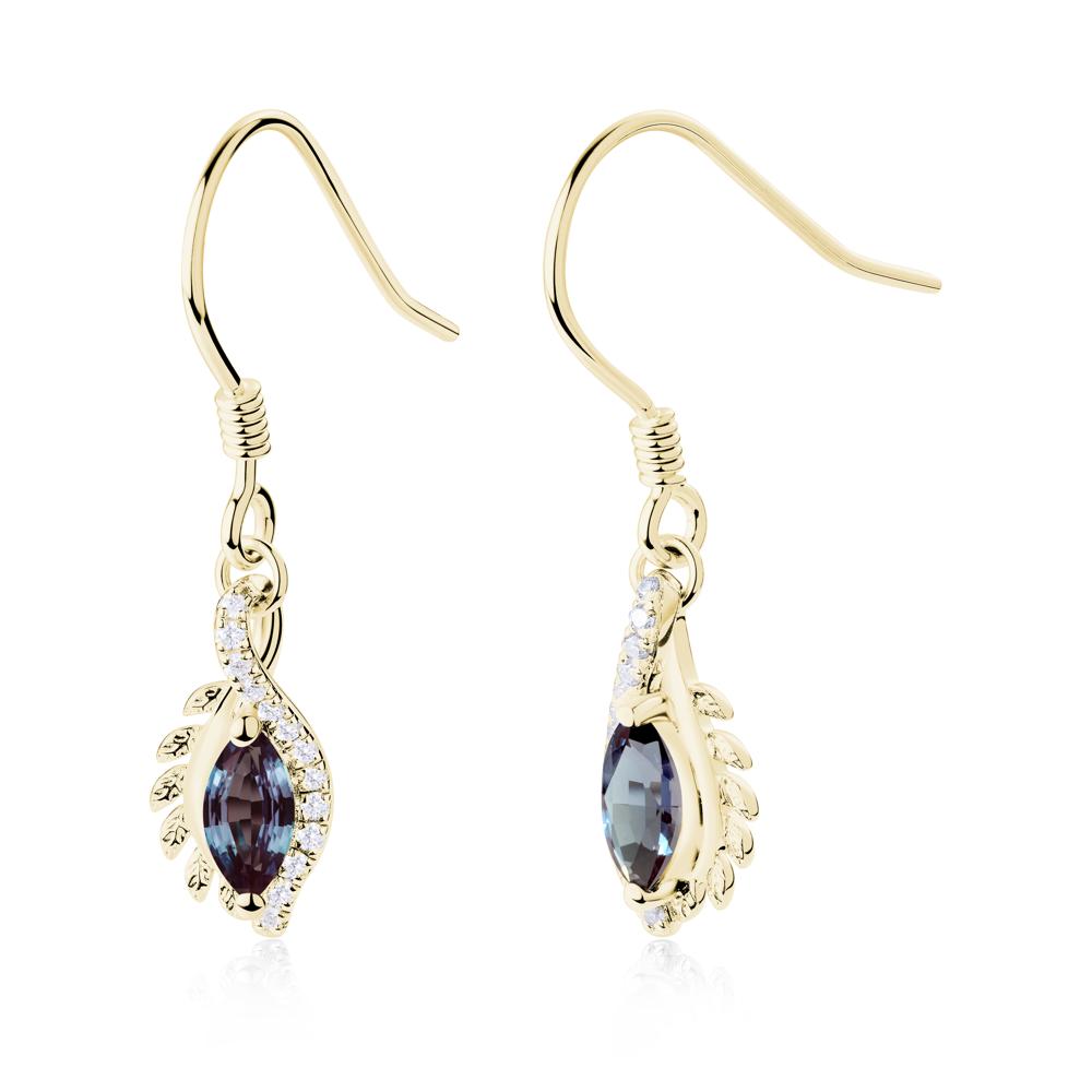Marquise Alexandrite French Hook Earrings - LUO Jewelry #metal_18k yellow gold