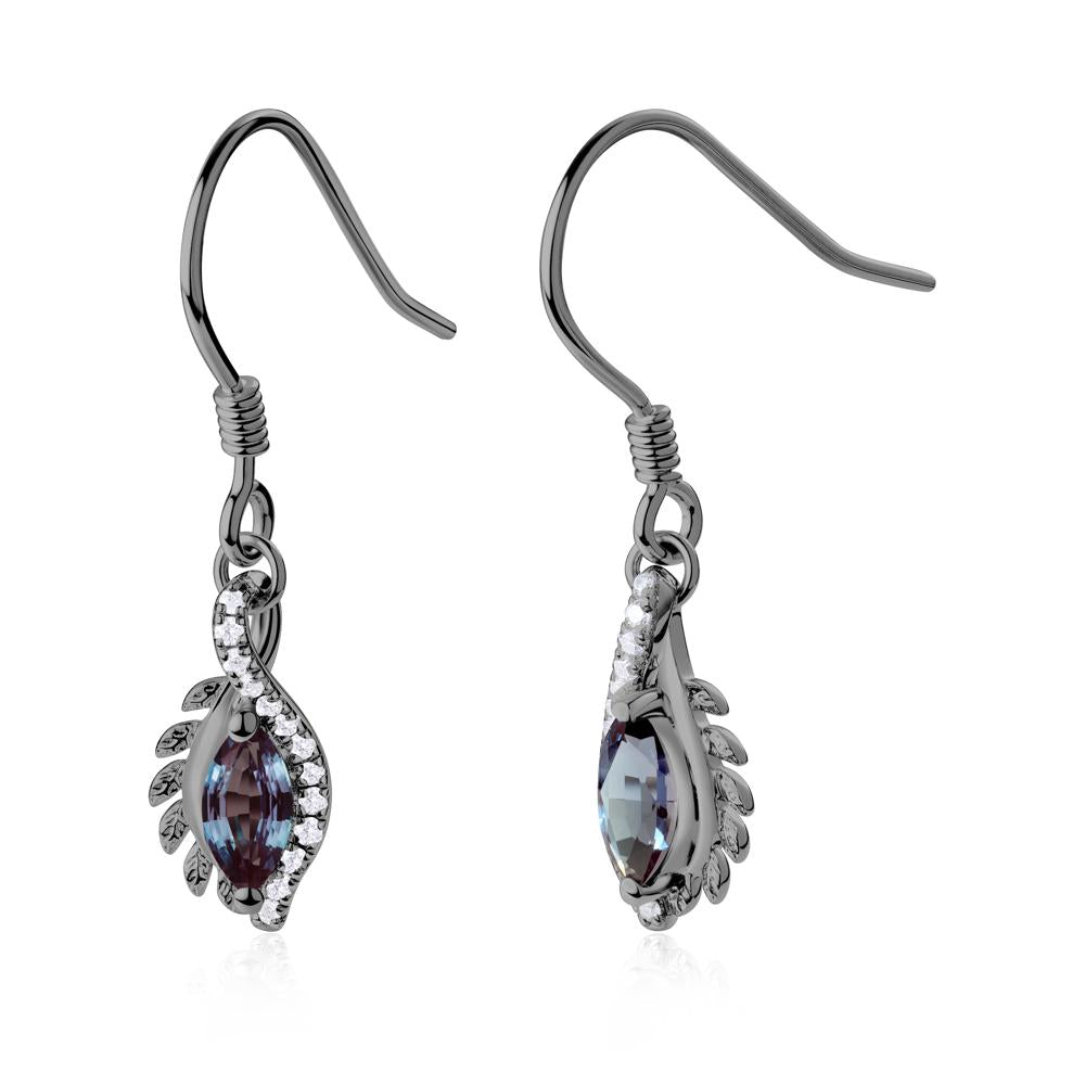 Marquise Alexandrite French Hook Earrings - LUO Jewelry #metal_black finish sterling silver