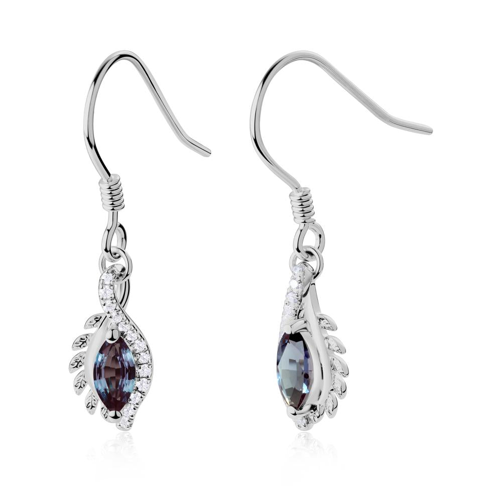 Marquise Alexandrite French Hook Earrings - LUO Jewelry #metal_platinum