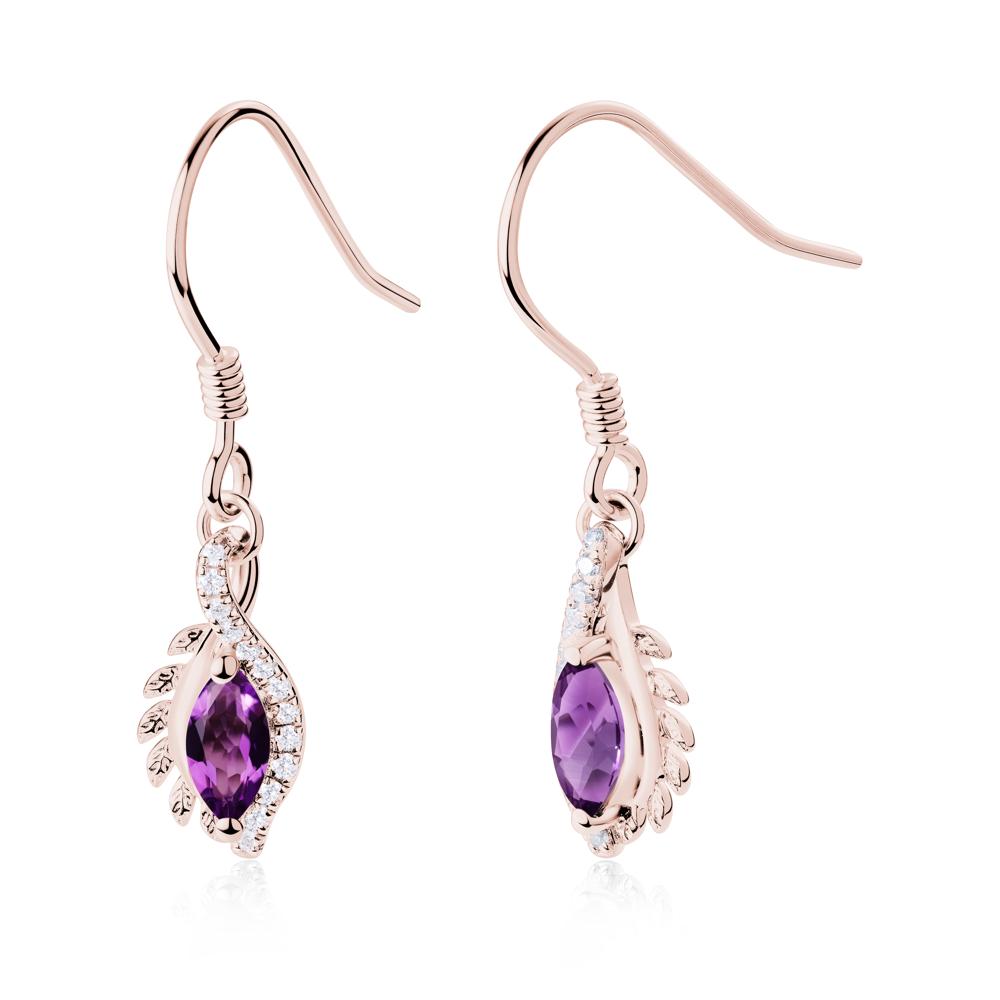 Marquise Amethyst Fish Hook Earrings - LUO Jewelry #metal_18k rose gold