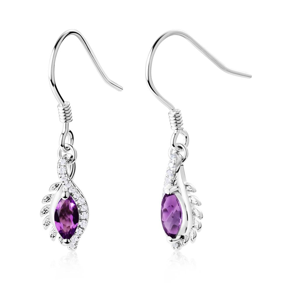 Marquise Amethyst Fish Hook Earrings - LUO Jewelry #metal_sterling silver