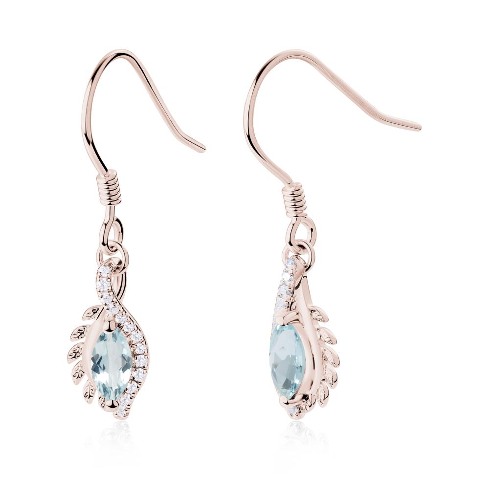 Aquamarine Leaf Vine Fish Hook Earrings - LUO Jewelry #metal_14k rose gold