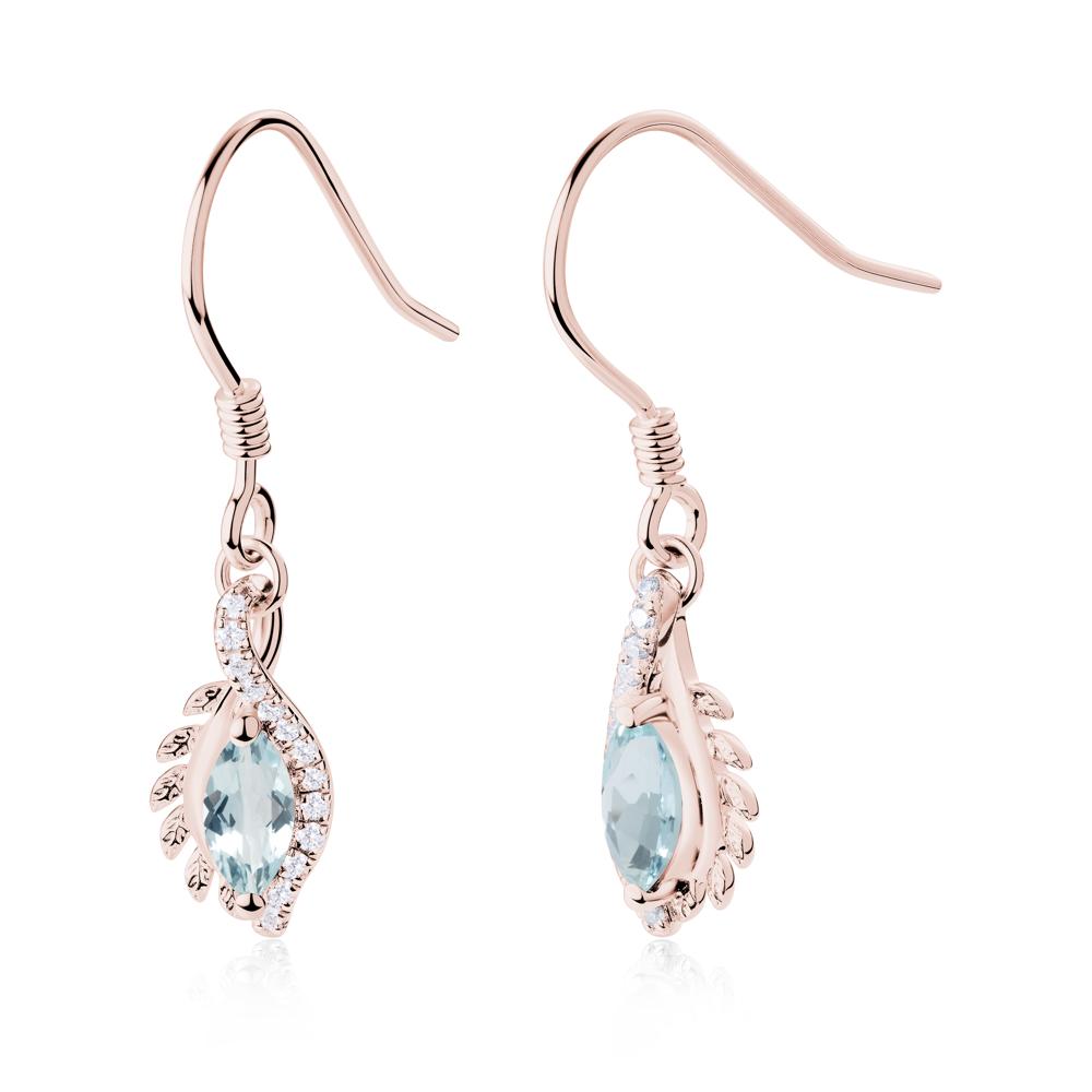 Aquamarine Leaf Vine Fish Hook Earrings - LUO Jewelry #metal_18k rose gold