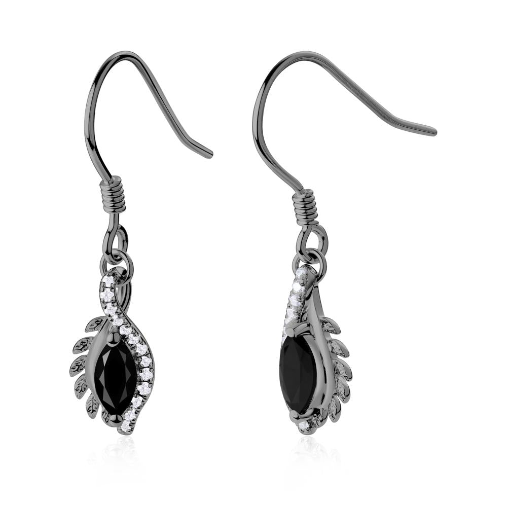 Marquise Black Spinel Fish Hook Earrings - LUO Jewelry #metal_black finish sterling silver