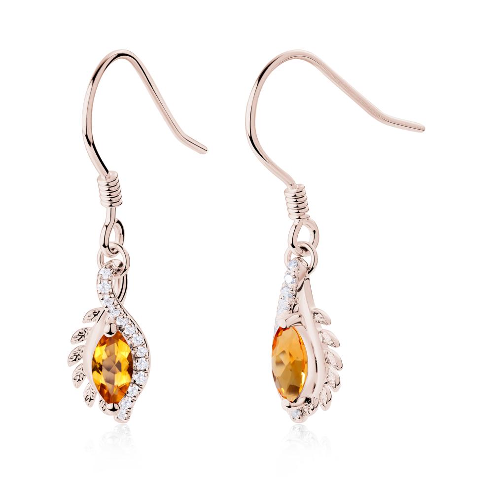 Marquise Citrine French Hook Earrings - LUO Jewelry #metal_14k rose gold