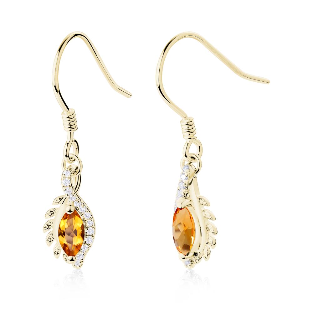 Marquise Citrine French Hook Earrings - LUO Jewelry #metal_18k yellow gold