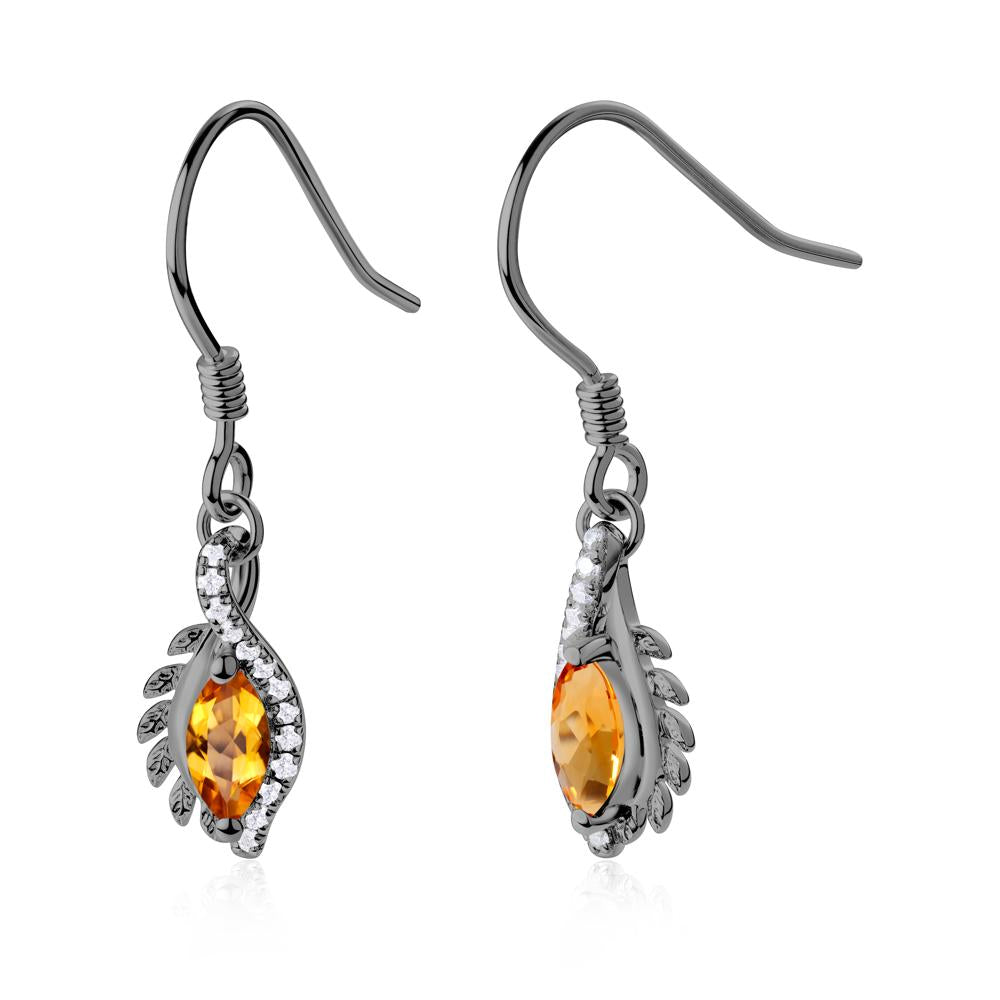 Marquise Citrine French Hook Earrings - LUO Jewelry #metal_black finish sterling silver