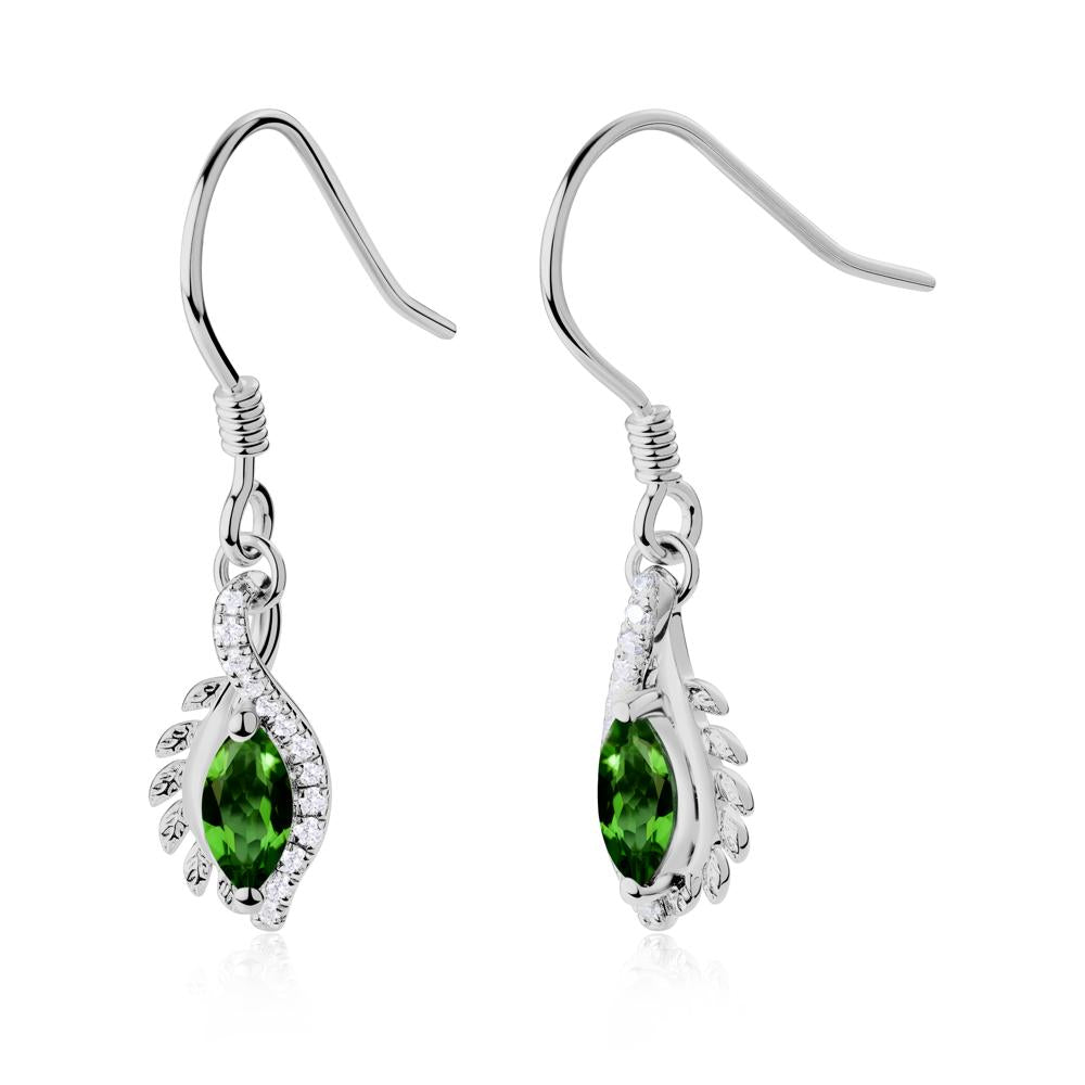 Marquise Diopside French Hook Earrings - LUO Jewelry #metal_platinum