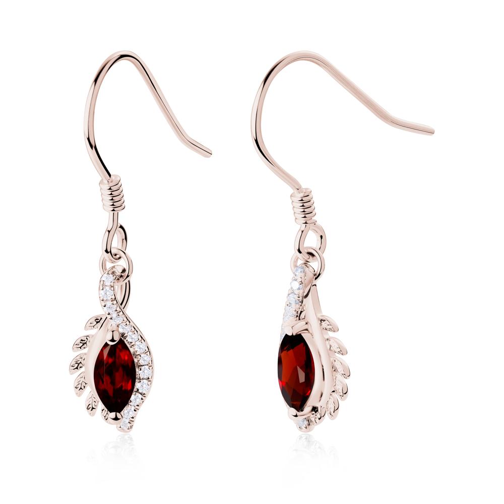 Marquise Garnet Fish Hook Earrings - LUO Jewelry #metal_14k rose gold
