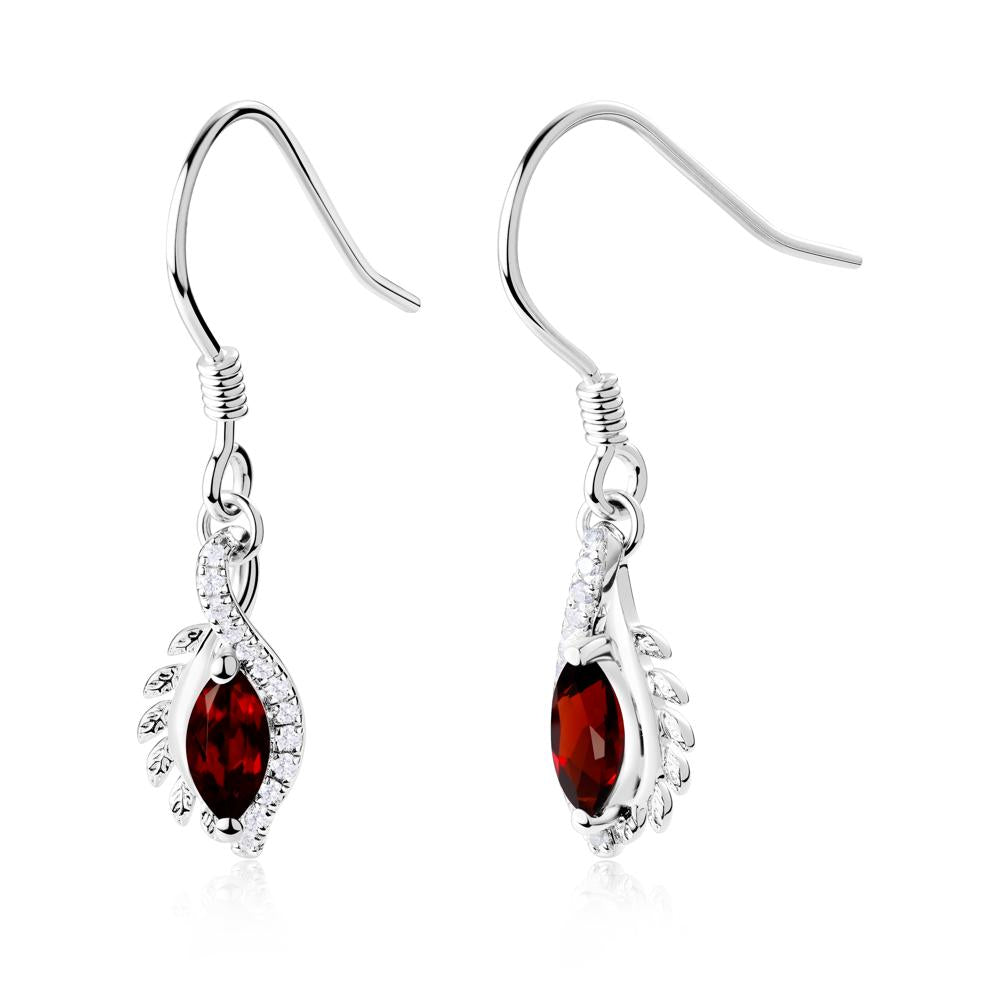 Marquise Garnet Fish Hook Earrings - LUO Jewelry #metal_sterling silver