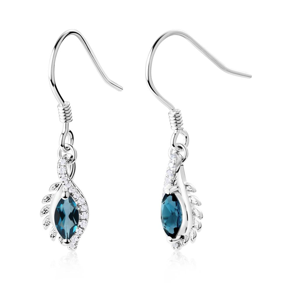 Marquise London Blue Topaz Fish Hook Earrings - LUO Jewelry #metal_18k white gold