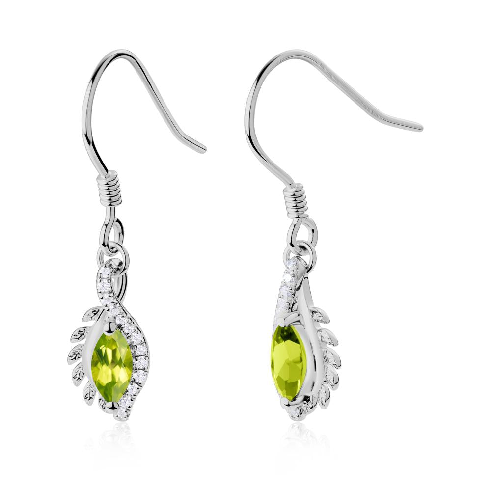 Peridot Leaf Vine Fish Hook Earrings - LUO Jewelry #metal_platinum