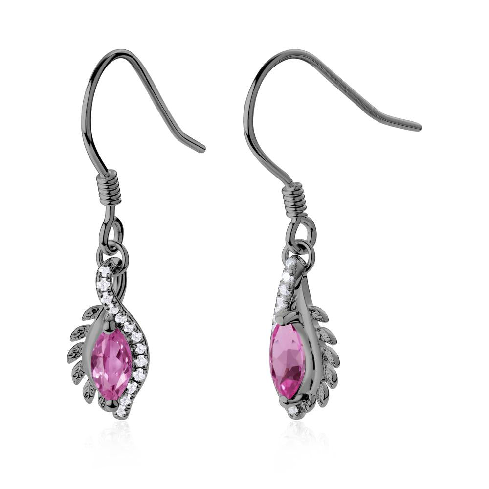 Marquise Pink Sapphire Fish Hook Earrings - LUO Jewelry #metal_black finish sterling silver