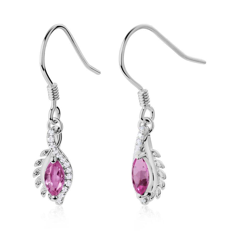 Marquise Pink Sapphire Fish Hook Earrings - LUO Jewelry #metal_platinum