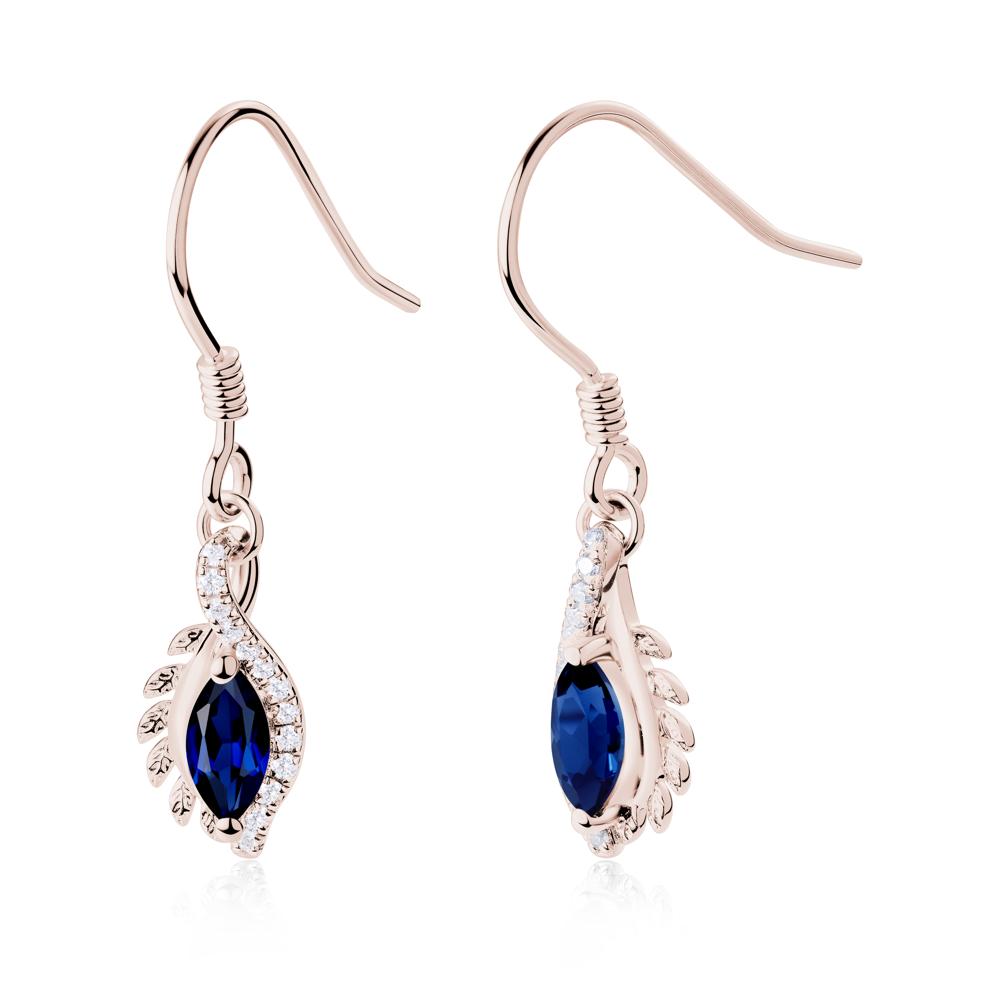 Marquise Sapphire French Hook Earrings - LUO Jewelry #metal_14k rose gold