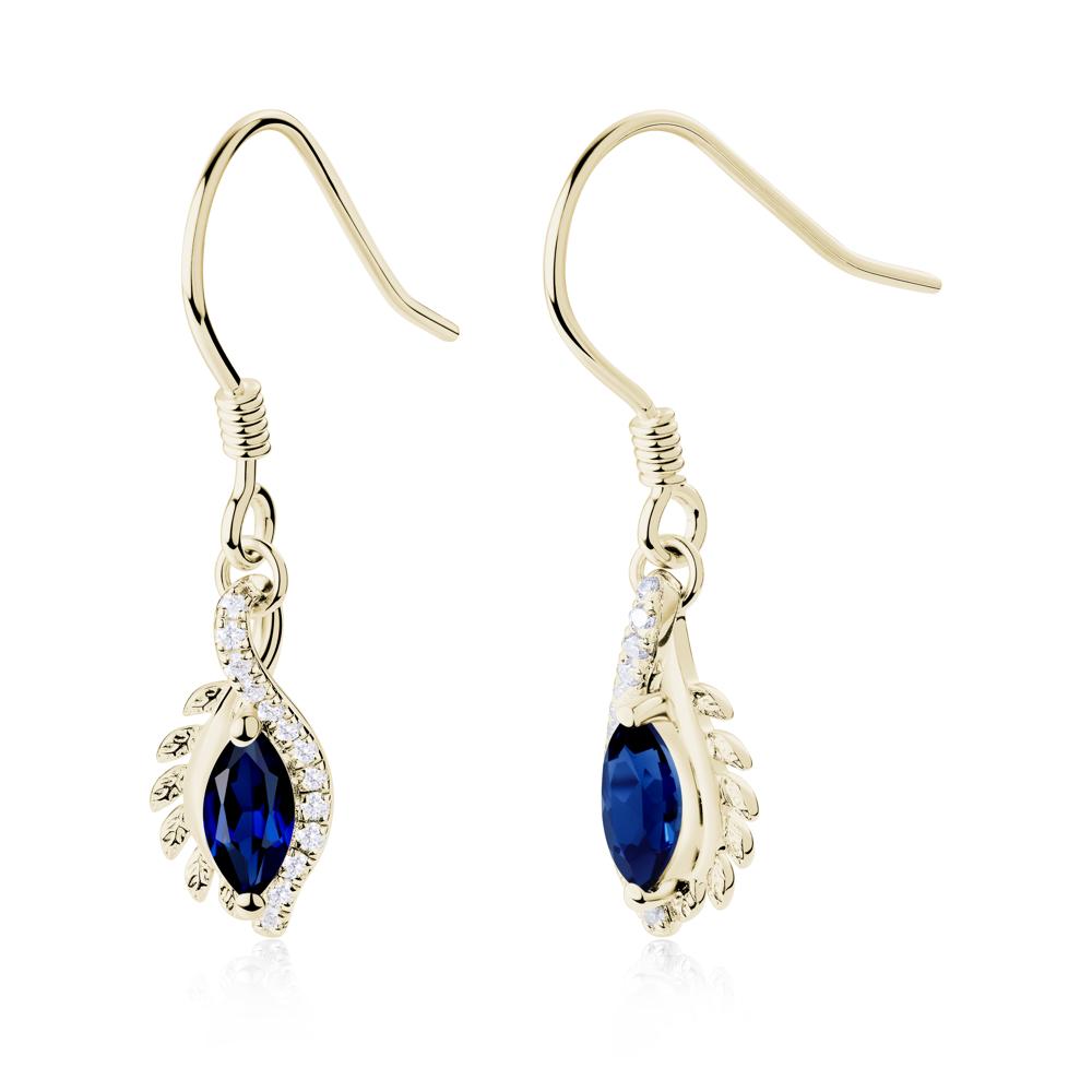 Marquise Sapphire French Hook Earrings - LUO Jewelry #metal_14k yellow gold