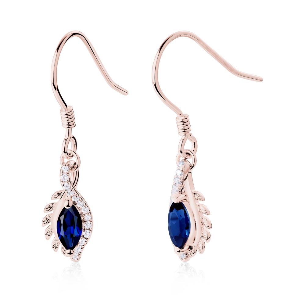Marquise Sapphire French Hook Earrings - LUO Jewelry #metal_18k rose gold