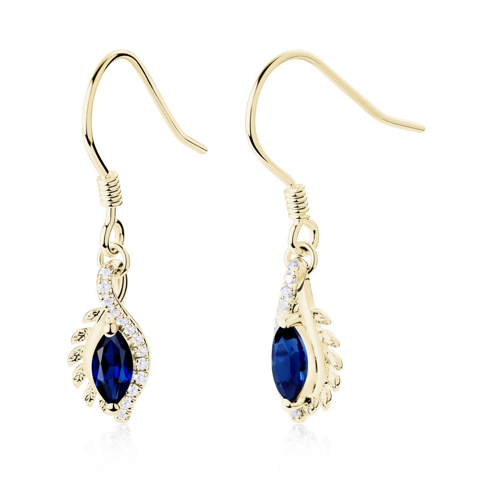 Marquise Sapphire French Hook Earrings - LUO Jewelry #metal_18k yellow gold