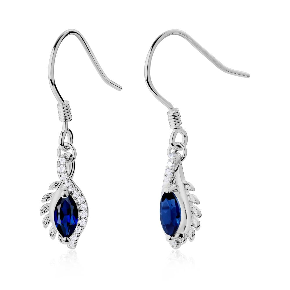 Marquise Sapphire French Hook Earrings - LUO Jewelry #metal_platinum
