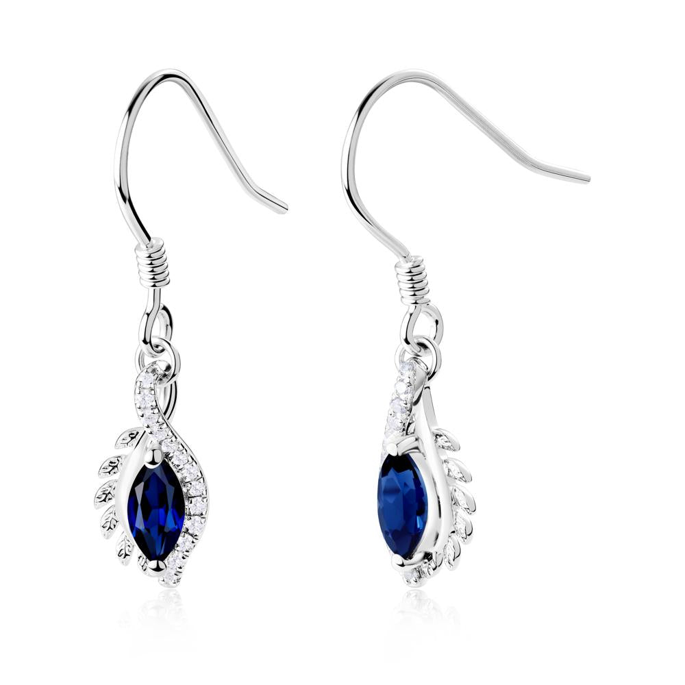 Marquise Sapphire French Hook Earrings - LUO Jewelry #metal_sterling silver