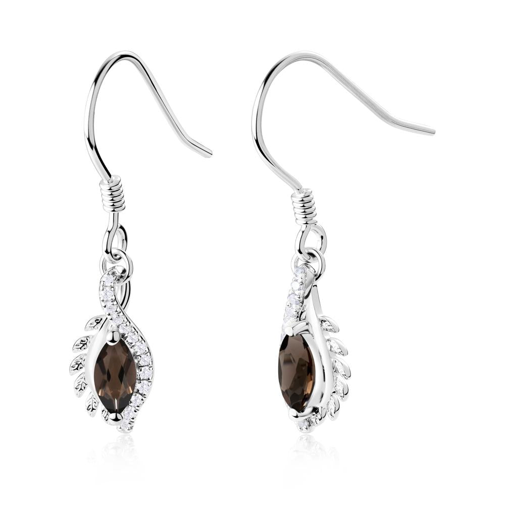 Marquise Smoky Quartz French Hook Earrings - LUO Jewelry #metal_14k white gold
