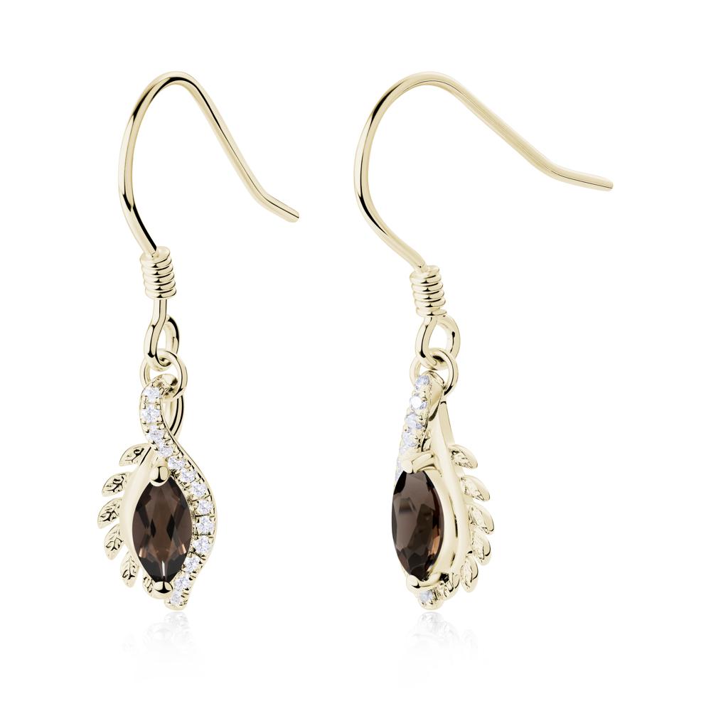 Marquise Smoky Quartz French Hook Earrings - LUO Jewelry #metal_14k yellow gold