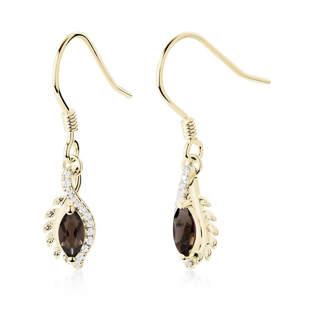 Marquise Smoky Quartz French Hook Earrings - LUO Jewelry #metal_18k yellow gold