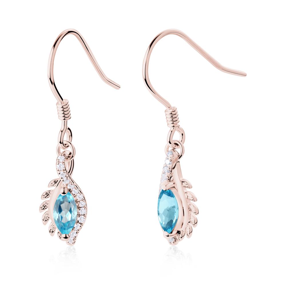 Marquise Swiss Blue Topaz French Hook Earrings - LUO Jewelry #metal_18k rose gold