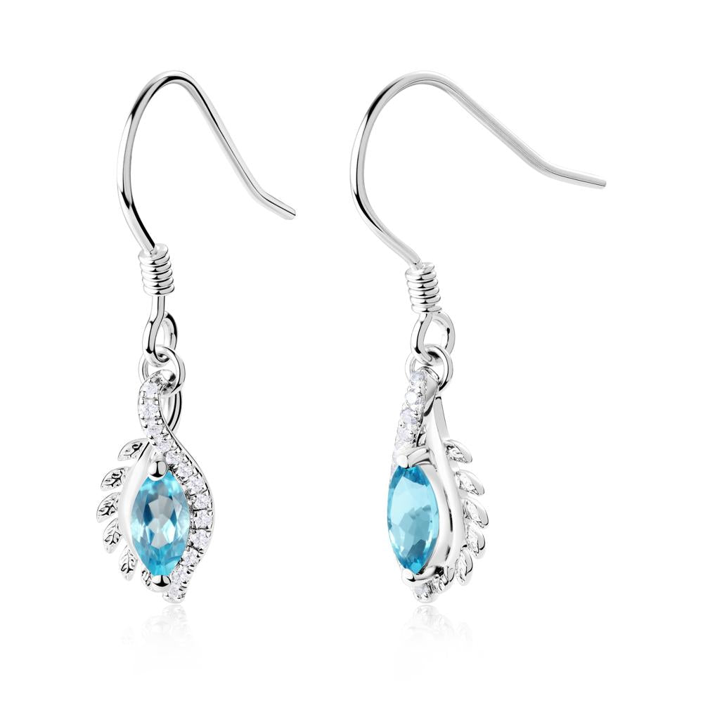 Marquise Swiss Blue Topaz French Hook Earrings - LUO Jewelry #metal_18k white gold