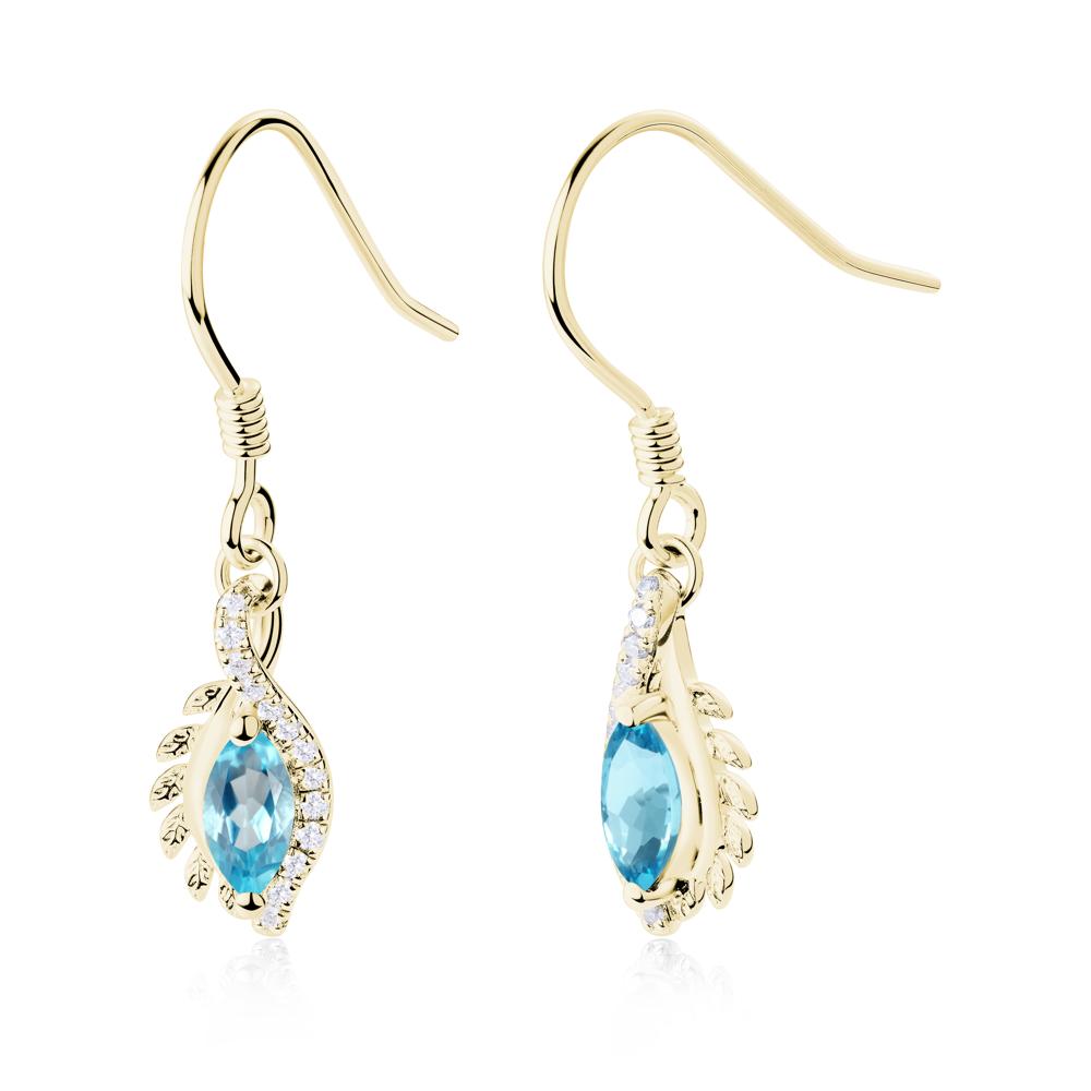 Marquise Swiss Blue Topaz French Hook Earrings - LUO Jewelry #metal_18k yellow gold