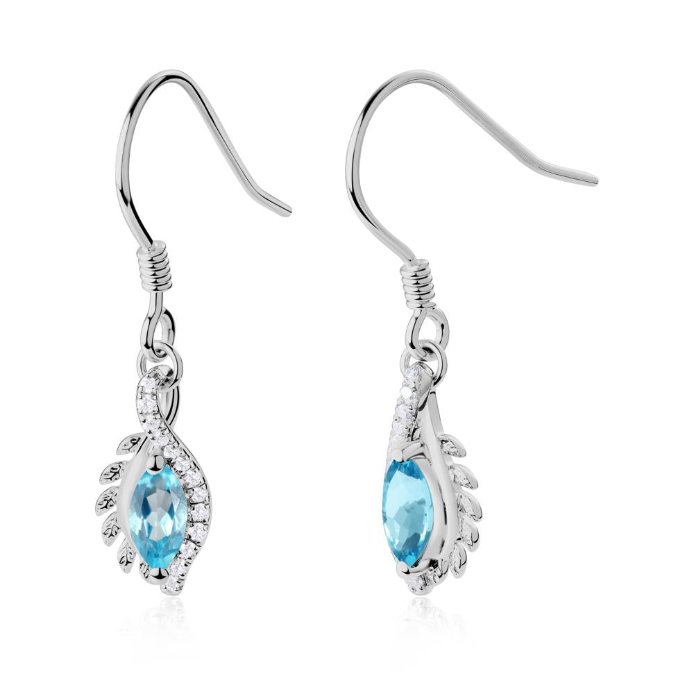 Marquise Swiss Blue Topaz French Hook Earrings - LUO Jewelry #metal_platinum