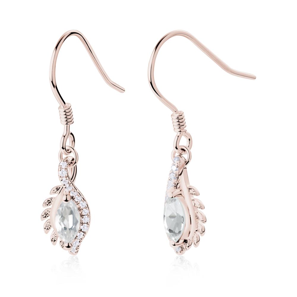 Marquise White Topaz French Hook Earrings - LUO Jewelry #metal_14k rose gold