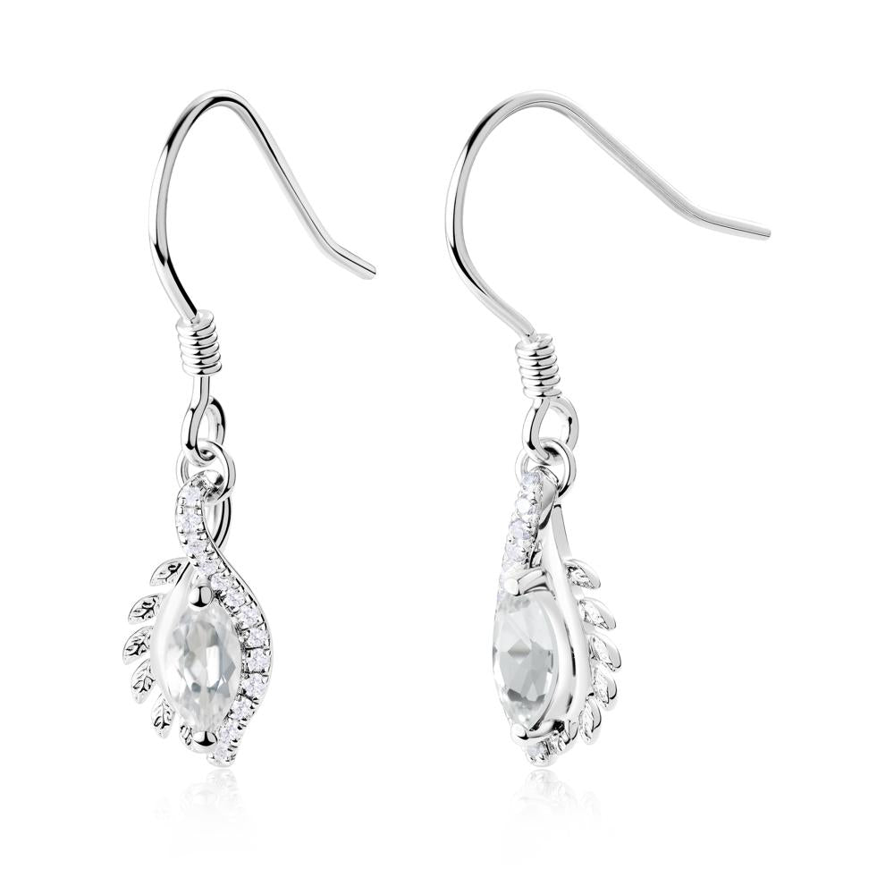 Marquise White Topaz French Hook Earrings - LUO Jewelry #metal_14k white gold