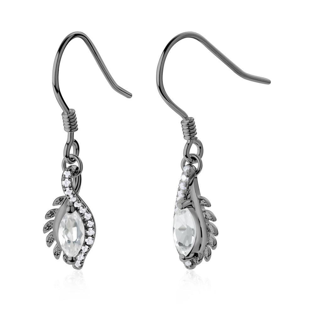 Marquise White Topaz French Hook Earrings - LUO Jewelry #metal_black finish sterling silver