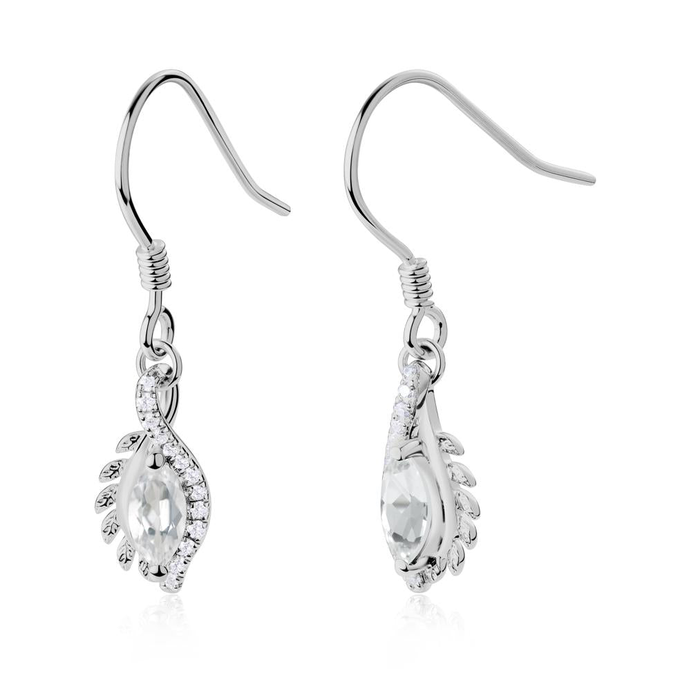 Marquise White Topaz French Hook Earrings - LUO Jewelry #metal_platinum