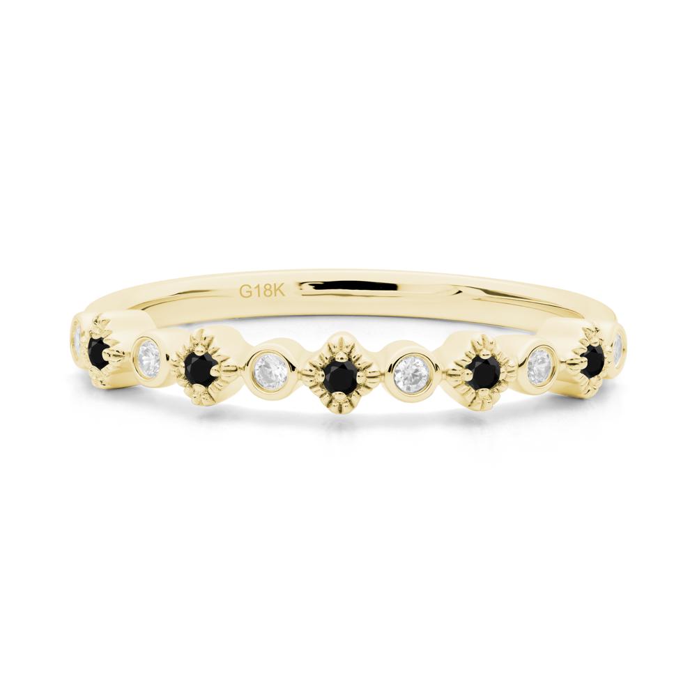 Black Spinel and Cubic Zirconia Alternating Eternity Ring - LUO Jewelry #metal_18k yellow gold