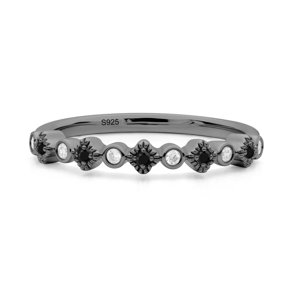 Black Spinel and Cubic Zirconia Alternating Eternity Ring - LUO Jewelry #metal_black finish sterling silver