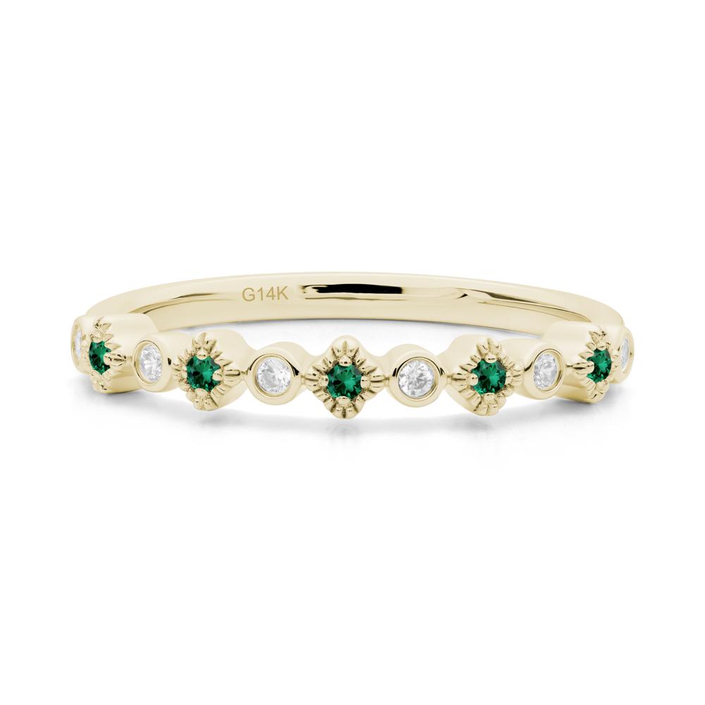 Emerald and Cubic Zirconia Alternating Eternity Ring - LUO Jewelry #metal_14k yellow gold